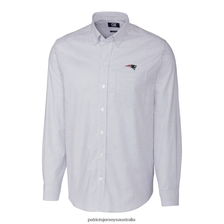 Men Cutter & Buck Light Blue Big & Tall Stretch Striped Oxford Long Sleeve Woven Button Down Shirt ZZ06V21659 Patriots Jersey Clothing