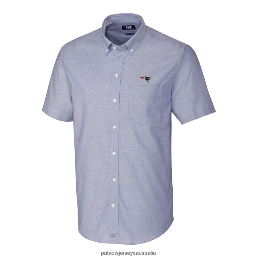 Men Cutter & Buck Light Blue Stretch Oxford Short Sleeve Woven Button Down Shirt ZZ06V21666 Patriots Jersey Clothing