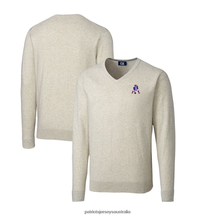 Men Cutter & Buck Oatmeal Throwback Logo Lakemont Tri-Blend V-Neck Pullover Sweater ZZ06V21672 Patriots Jersey Clothing
