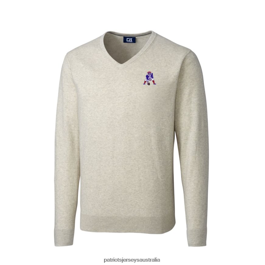 Men Cutter & Buck Oatmeal Throwback Logo Lakemont Tri-Blend V-Neck Pullover Sweater ZZ06V21672 Patriots Jersey Clothing