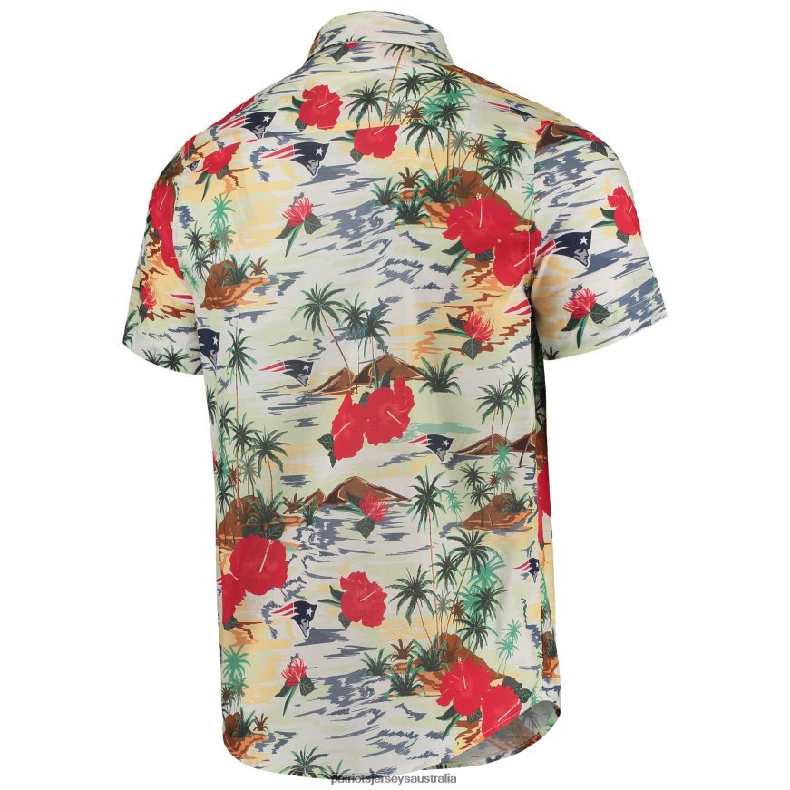 Men FOCO Cream Paradise Floral Button-Up Shirt ZZ06V21632 Patriots Jersey Clothing