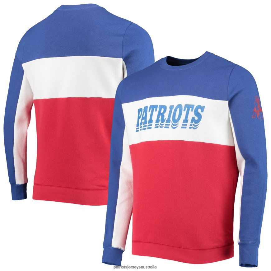 Men Junk Food Royal/Red Color Block Pullover Sweatshirt ZZ06V21662 Patriots Jersey Clothing