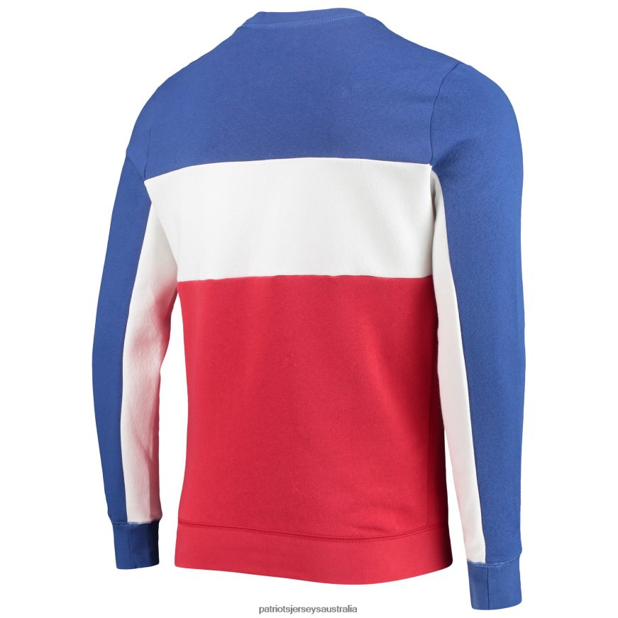 Men Junk Food Royal/Red Color Block Pullover Sweatshirt ZZ06V21662 Patriots Jersey Clothing