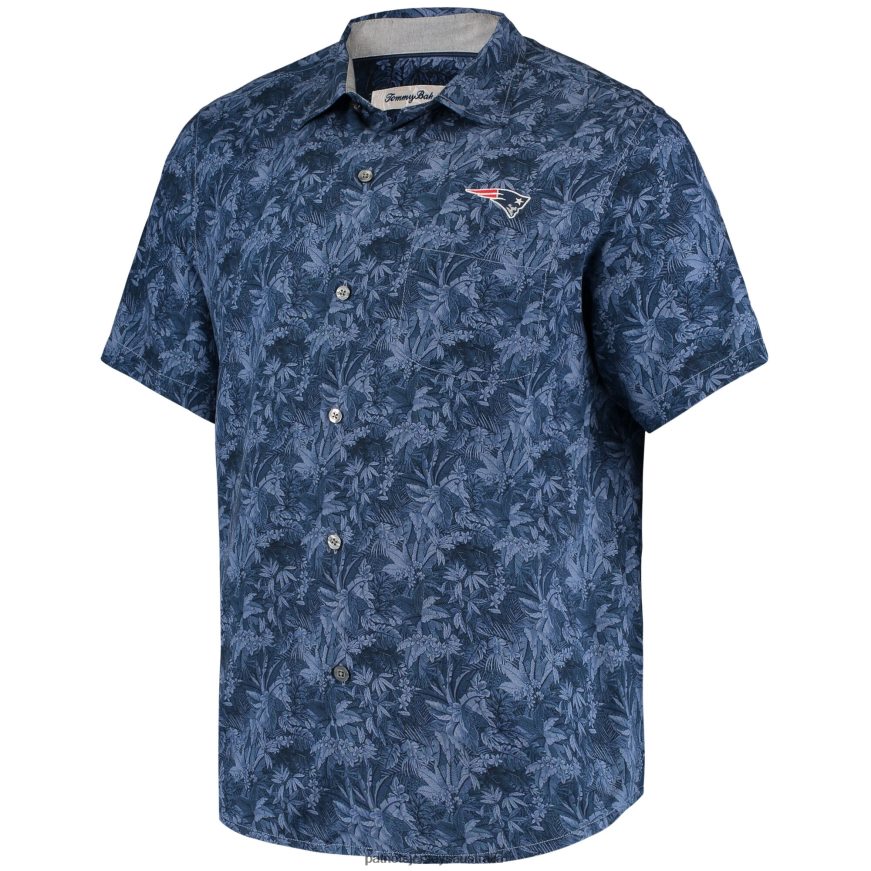 Men Tommy Bahama Navy Sport Jungle Shade Camp Button-Down Shirt ZZ06V21682 Patriots Jersey Clothing