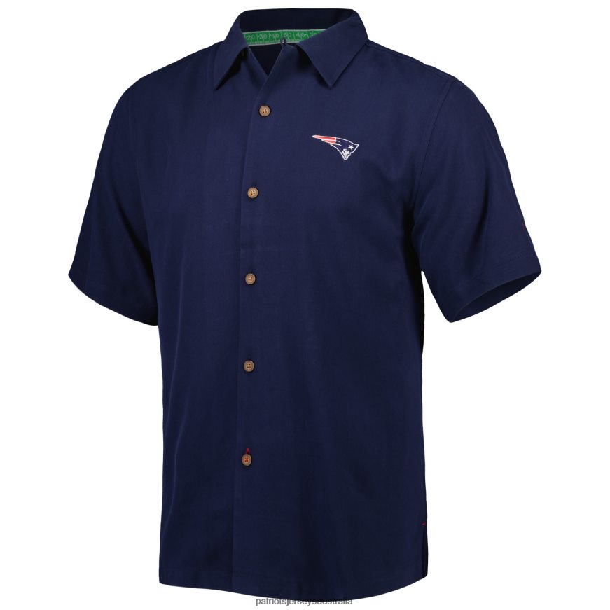 Men Tommy Bahama Navy Top of Your Game Camp Button-Up Shirt ZZ06V21638 Patriots Jersey Clothing