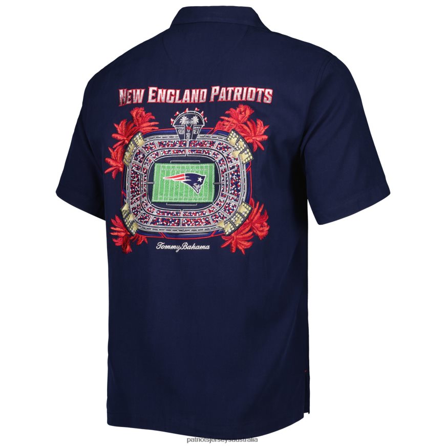 Men Tommy Bahama Navy Top of Your Game Camp Button-Up Shirt ZZ06V21638 Patriots Jersey Clothing