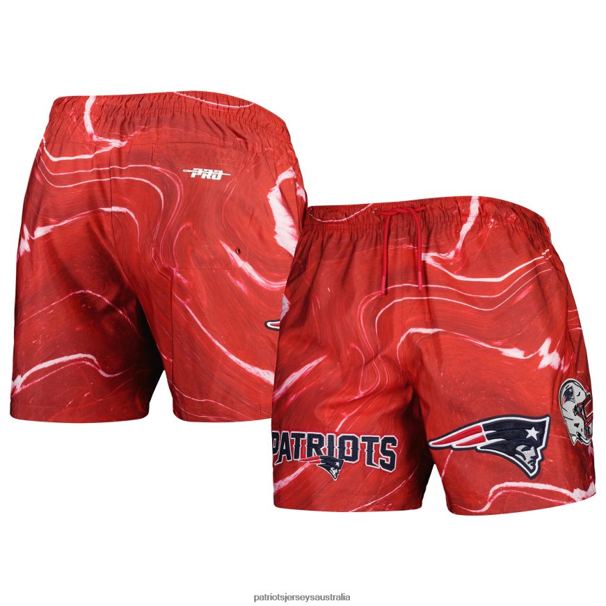 Men Pro Standard Red Allover Marble Print Shorts ZZ06V21735 Patriots Jersey Clothing
