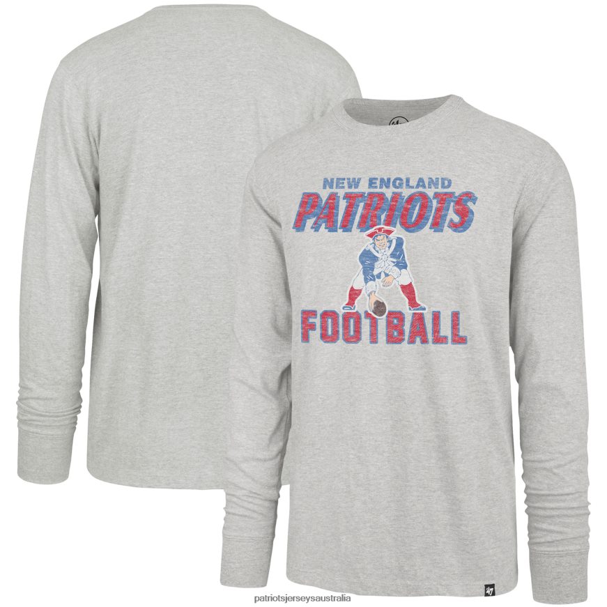 Men 47 Heathered Gray Dozer Franklin Long Sleeve T-Shirt ZZ06V21885 Patriots Jersey Clothing
