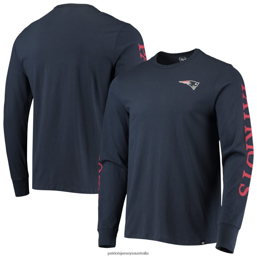Men 47 Navy Franklin Long Sleeve T-Shirt ZZ06V21889 Patriots Jersey Clothing