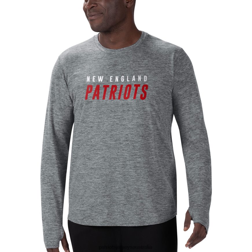 Men MSX by Michael Strahan Gray Base Long Sleeve T-Shirt ZZ06V21978 Patriots Jersey Clothing