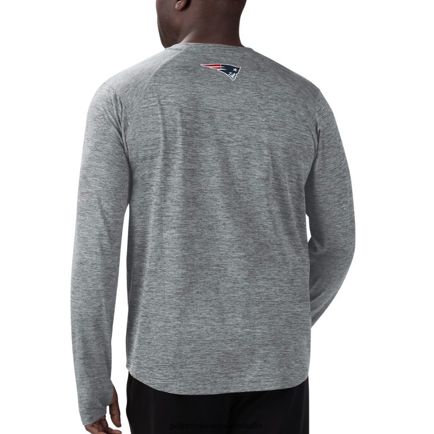 Men MSX by Michael Strahan Gray Base Long Sleeve T-Shirt ZZ06V21978 Patriots Jersey Clothing