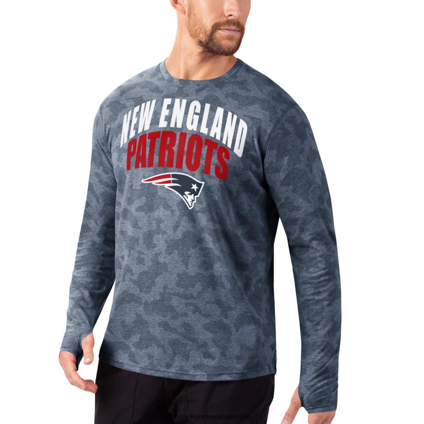 Men MSX by Michael Strahan Navy Camo Performance Long Sleeve T-Shirt ZZ06V22039 Patriots Jersey Clothing