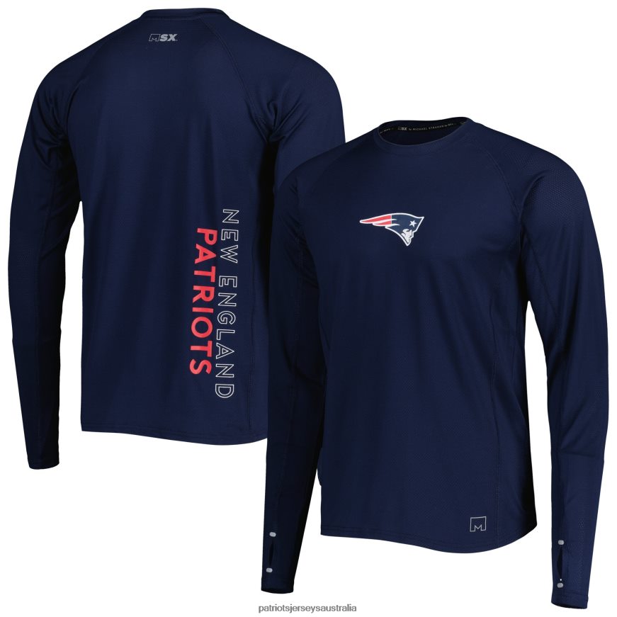 Men MSX by Michael Strahan Navy Interval Long Sleeve Raglan T-Shirt ZZ06V22037 Patriots Jersey Clothing