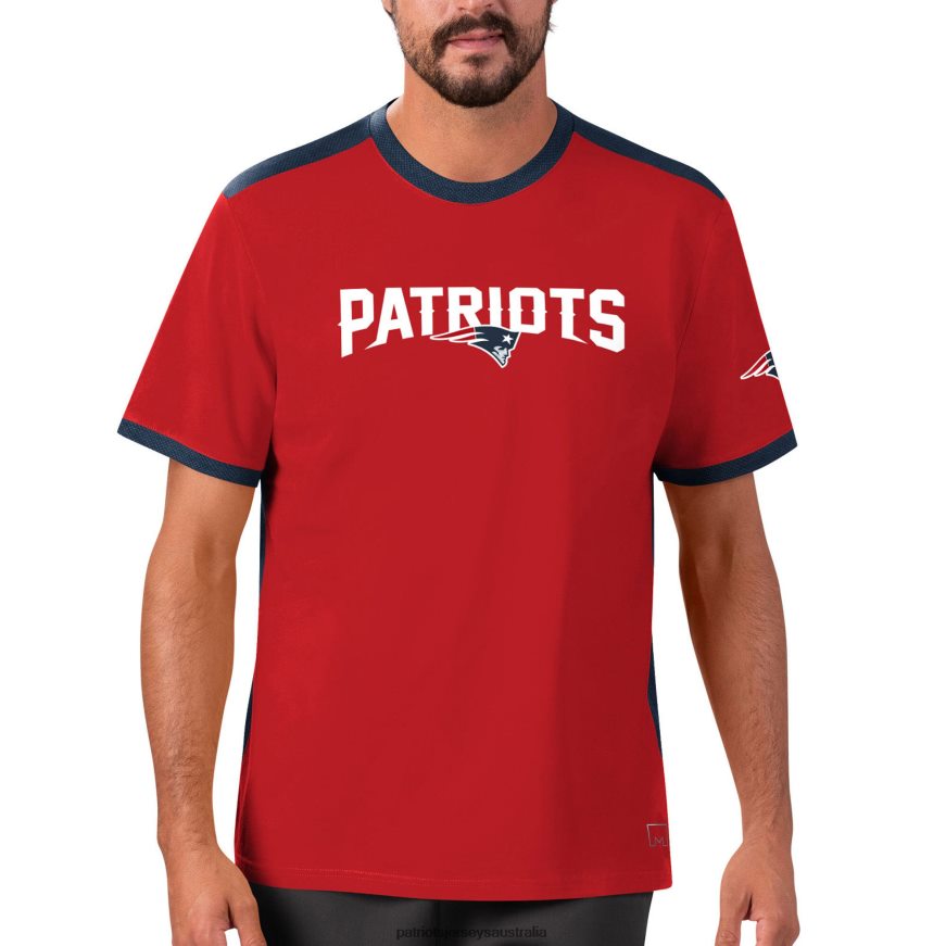 Men MSX by Michael Strahan Red/Navy Mesh Back T-Shirt ZZ06V22030 Patriots Jersey Clothing