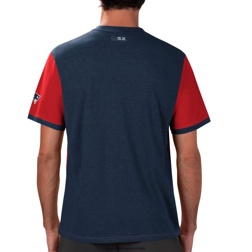 Men MSX by Michael Strahan Red/Navy Mesh Back T-Shirt ZZ06V22030 Patriots Jersey Clothing