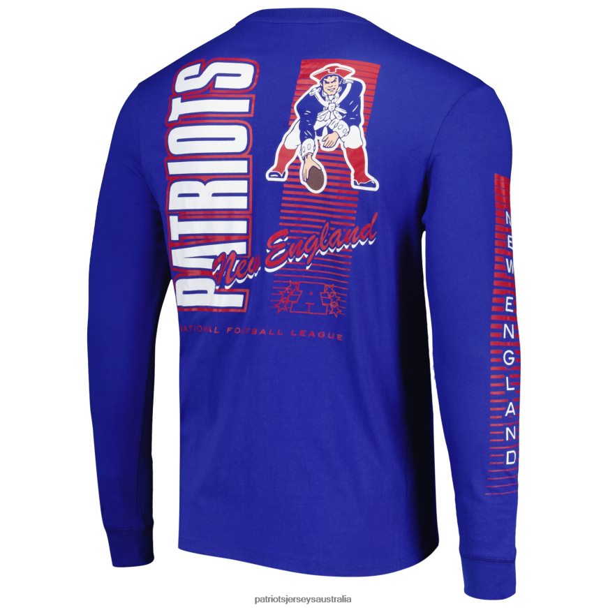 Men Mitchell & Ness Royal Gridiron Classics Fashion Long Sleeve T-Shirt ZZ06V21864 Patriots Jersey Clothing