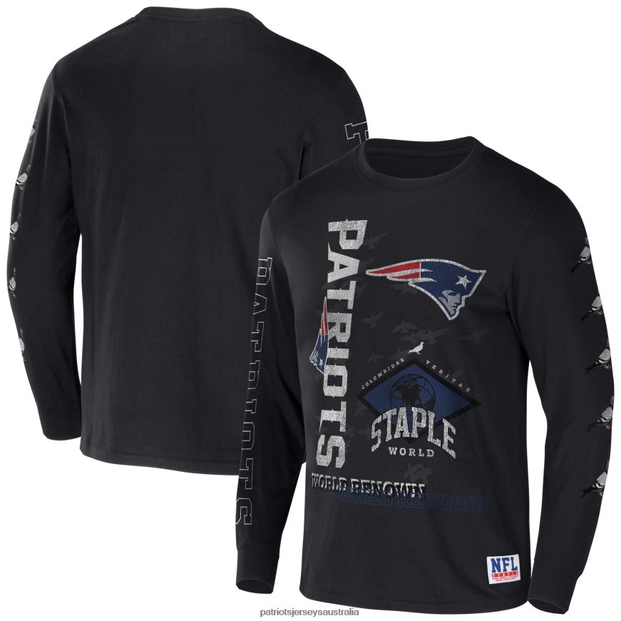 Men NFL x Staple Black World Renowned Long Sleeve T-Shirt ZZ06V21928 Patriots Jersey Clothing