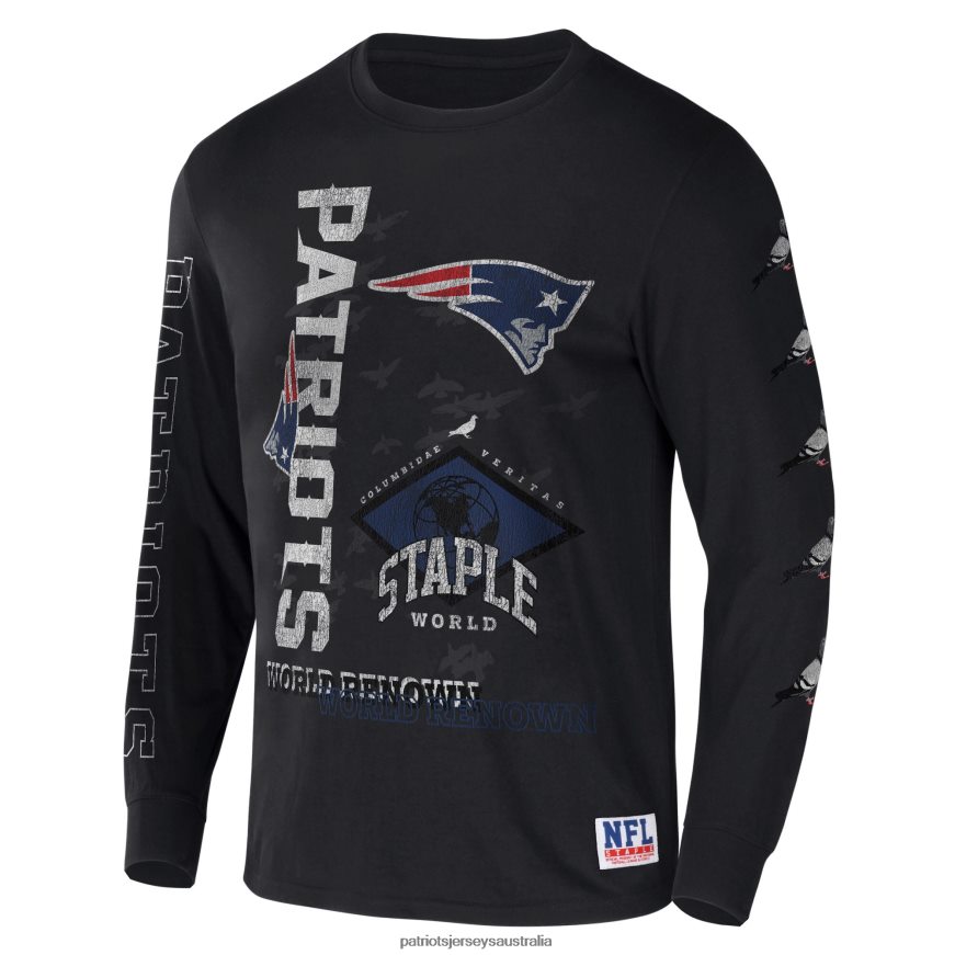 Men NFL x Staple Black World Renowned Long Sleeve T-Shirt ZZ06V21928 Patriots Jersey Clothing