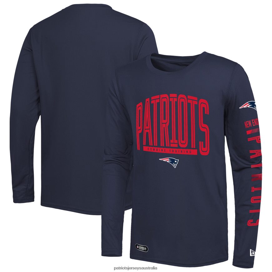 Men New Era Navy Combine Authentic Home Stadium Long Sleeve T-Shirt ZZ06V22063 Patriots Jersey Clothing