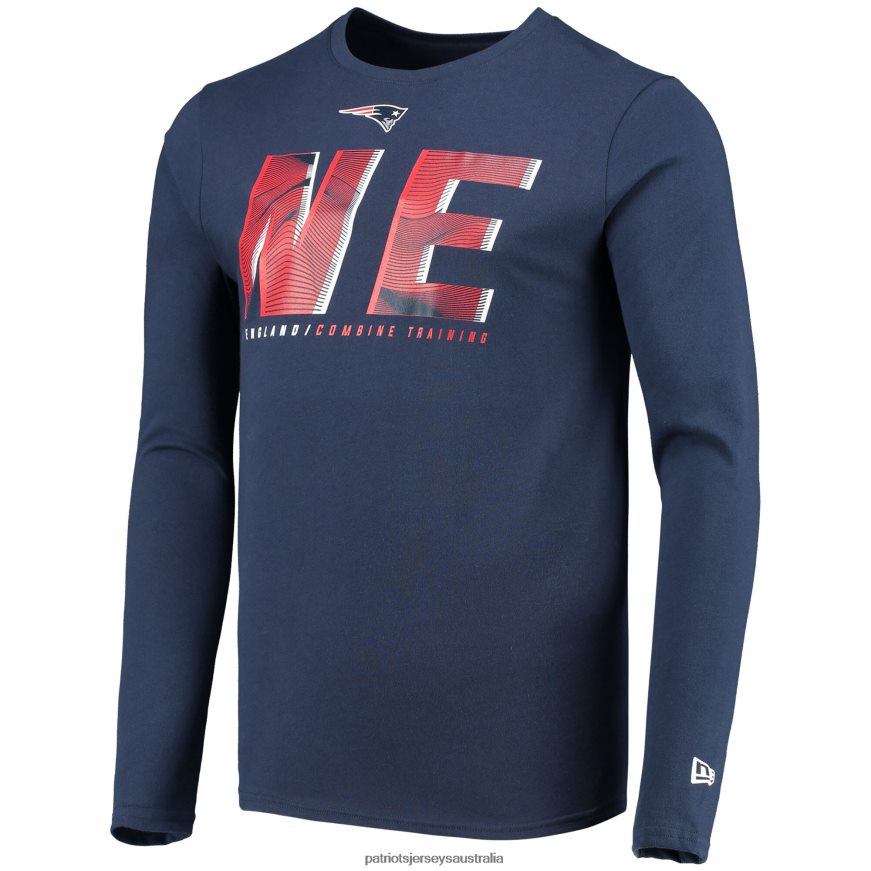 Men New Era Navy Combine Authentic Static Abbreviation Long Sleeve T-Shirt ZZ06V22074 Patriots Jersey Clothing