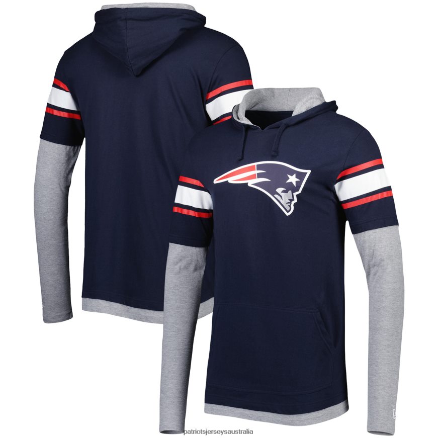 Men New Era Navy Long Sleeve Hoodie T-Shirt ZZ06V21968 Patriots Jersey Clothing