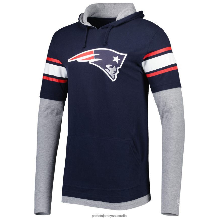 Men New Era Navy Long Sleeve Hoodie T-Shirt ZZ06V21968 Patriots Jersey Clothing