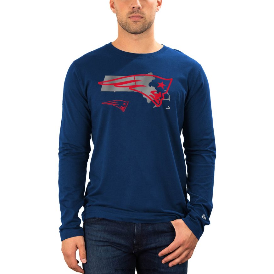 Men New Era Navy State Long Sleeve T-Shirt ZZ06V22080 Patriots Jersey Clothing