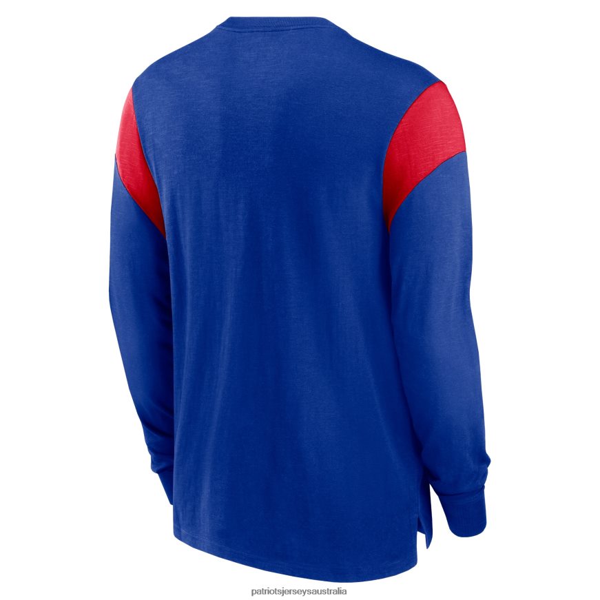 Men Nike Heathered Royal Slub Rewind Playback Helmet Long Sleeve T-Shirt ZZ06V21872 Patriots Jersey Clothing