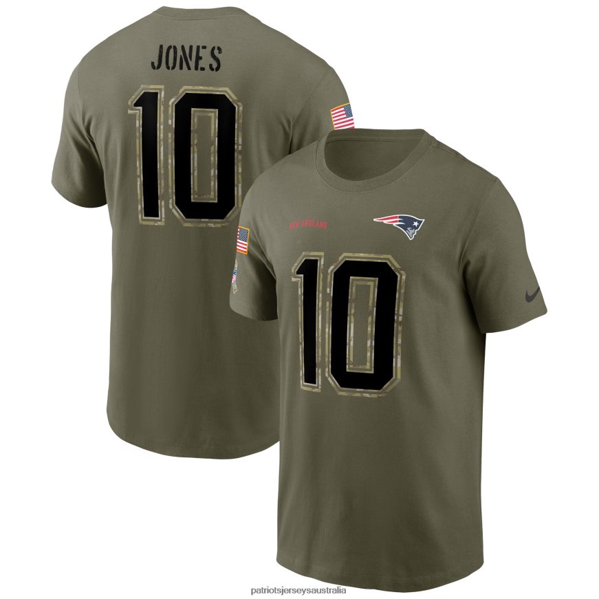 Men Nike Mac Jones Olive 2022 Salute To Service Name & Number T-Shirt ZZ06V21866 Patriots Jersey Clothing