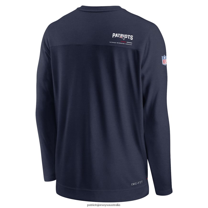 Men Nike Navy Sideline Coach Chevron Lock Up Long Sleeve V-Neck Performance T-Shirt ZZ06V21911 Patriots Jersey Clothing