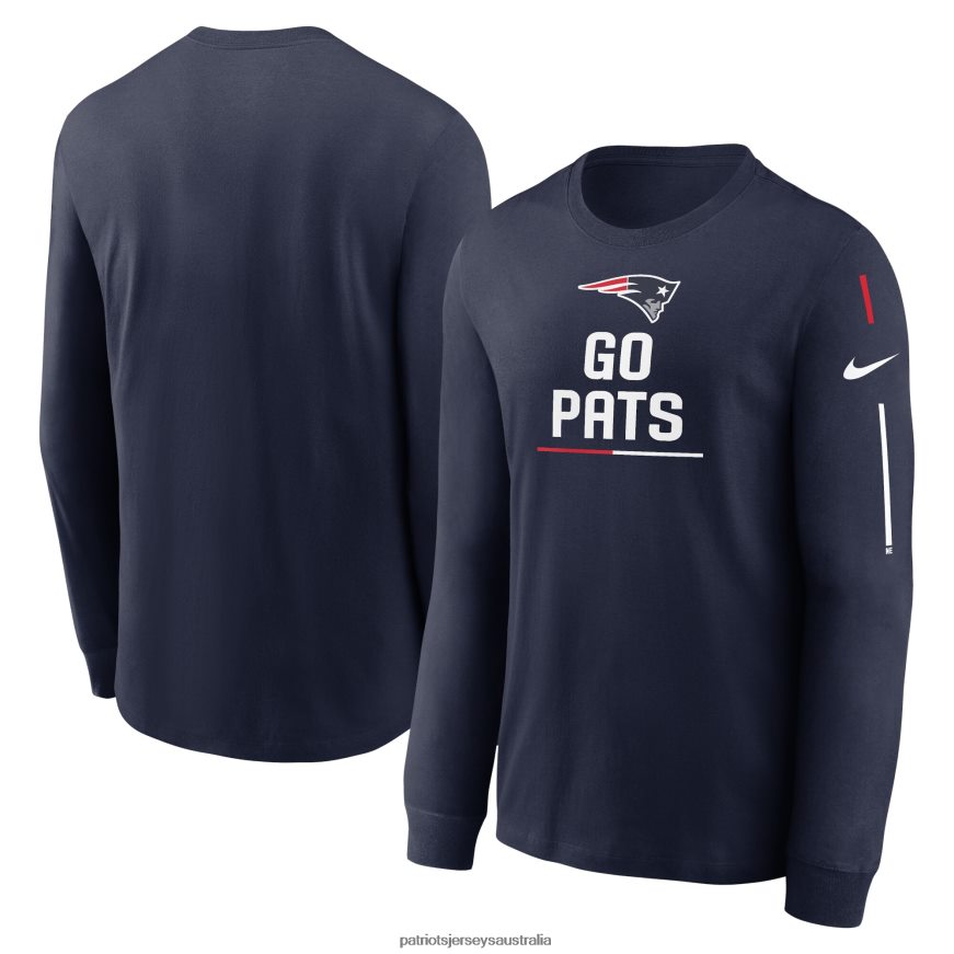Men Nike Navy Team Slogan Long Sleeve T-Shirt ZZ06V21883 Patriots Jersey Clothing