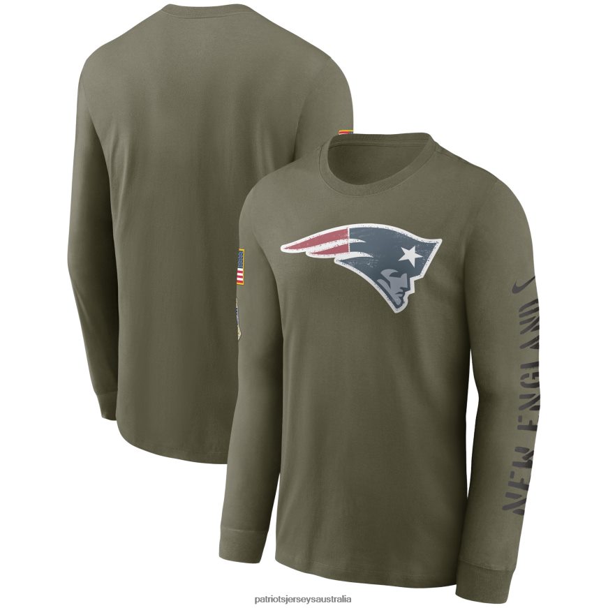 Men Nike Olive 2022 Salute To Service Long Sleeve T-Shirt ZZ06V21793 Patriots Jersey Clothing