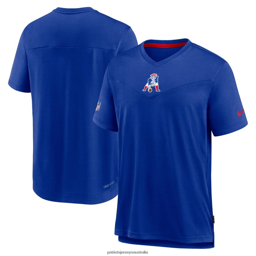 Men Nike Royal Sideline Coaches Vintage Chevron Performance V-Neck T-Shirt ZZ06V21796 Patriots Jersey Clothing