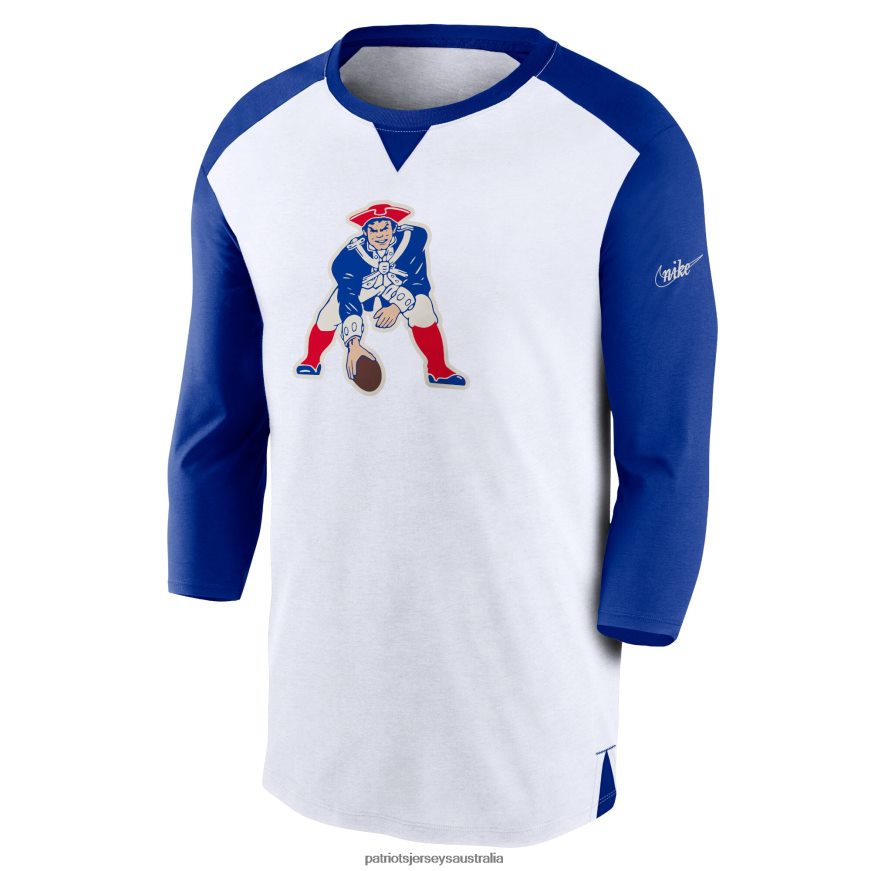 Men Nike White/Royal Rewind 3/4-Sleeve T-Shirt ZZ06V21780 Patriots Jersey Clothing