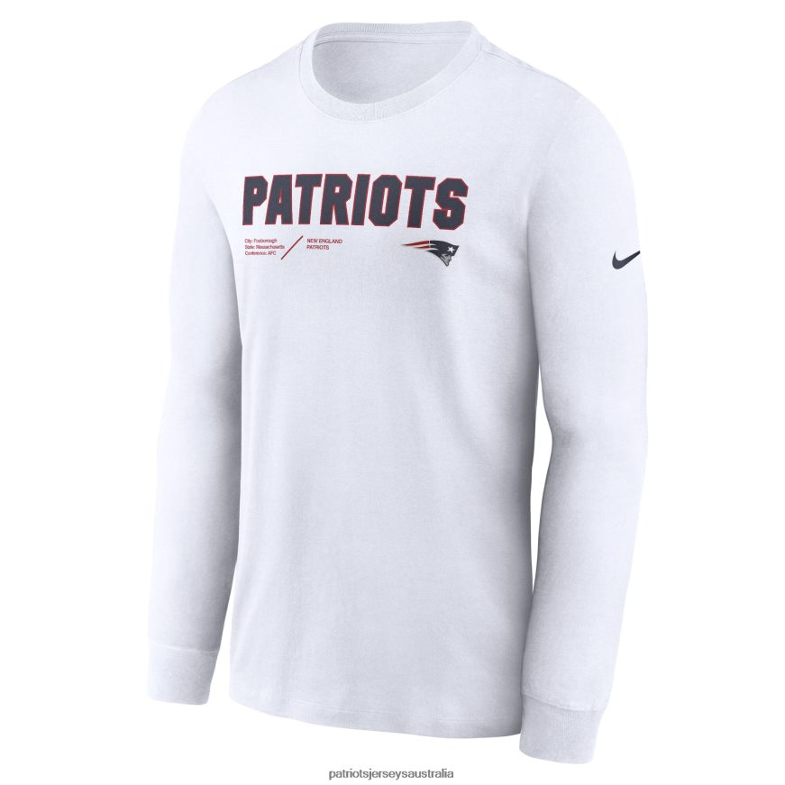 Men Nike White Sideline Infograph Lock Up Performance Long Sleeve T-Shirt ZZ06V21917 Patriots Jersey Clothing