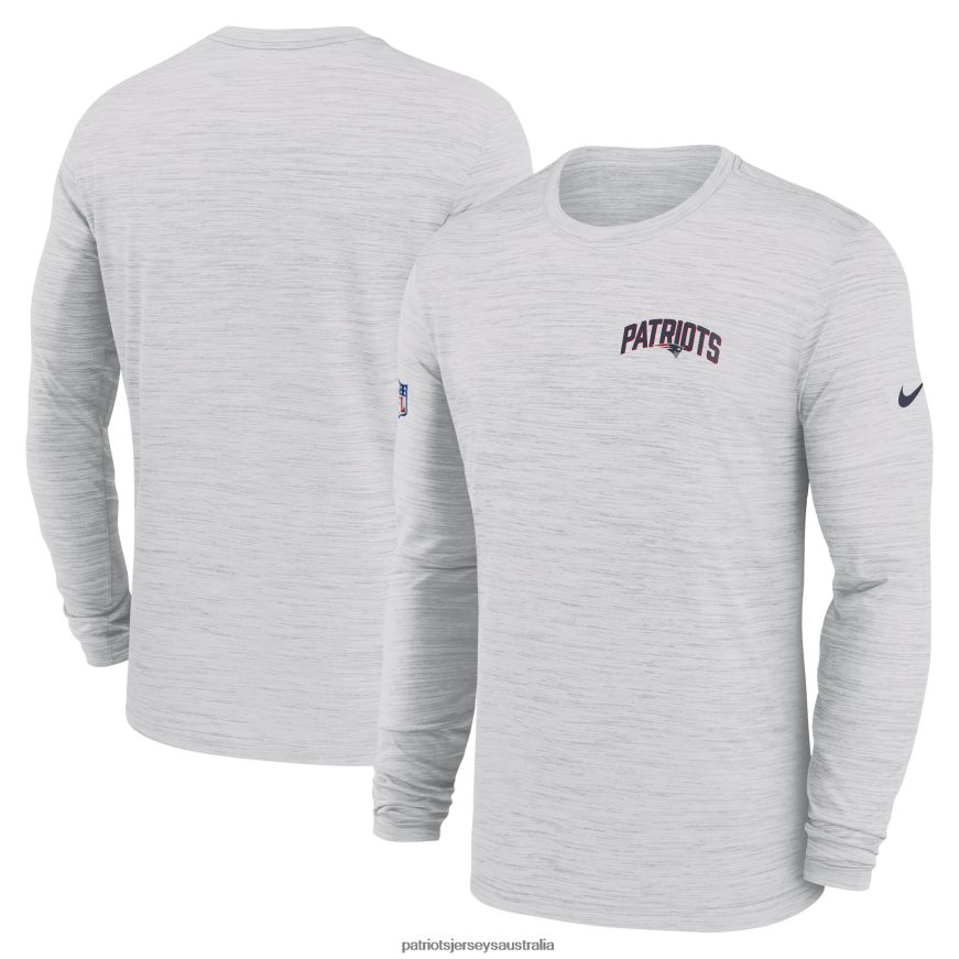 Men Nike White Sideline Velocity Athletic Stack Performance Long Sleeve T-Shirt ZZ06V21836 Patriots Jersey Clothing