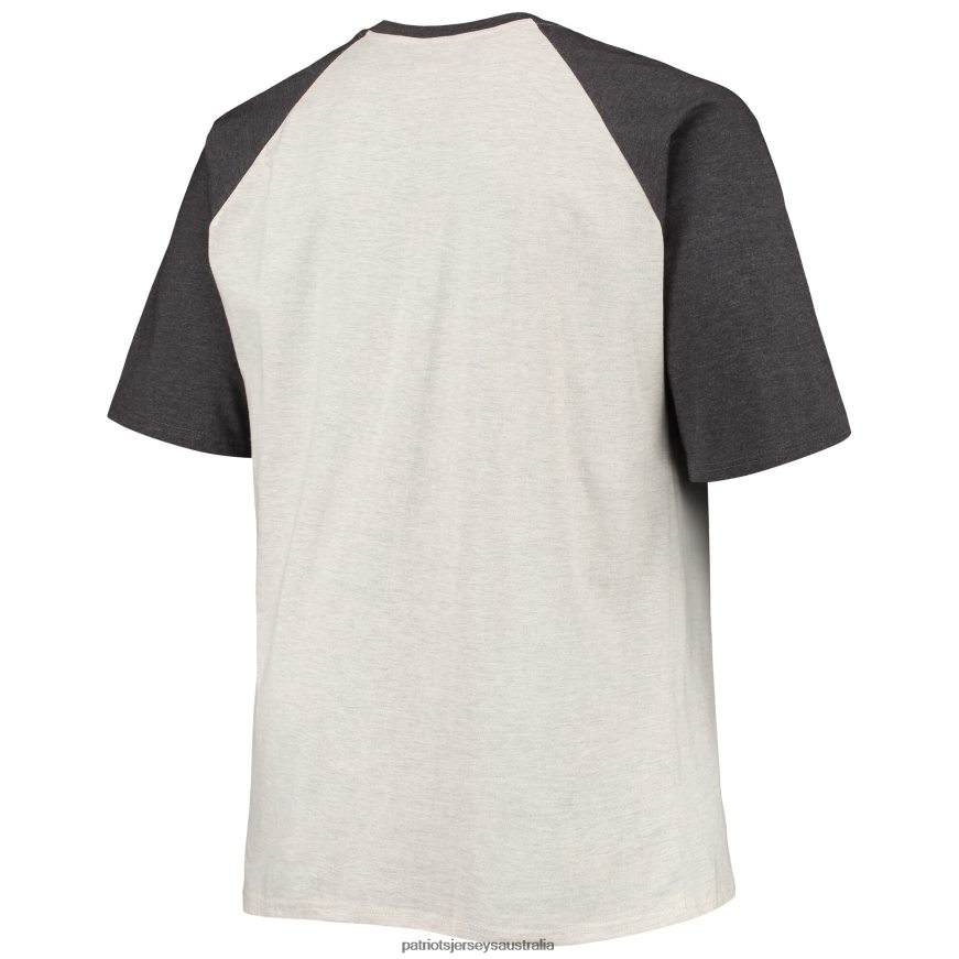 Men Oatmeal/Heathered Charcoal Big & Tall Raglan T-Shirt ZZ06V22059 Patriots Jersey Clothing