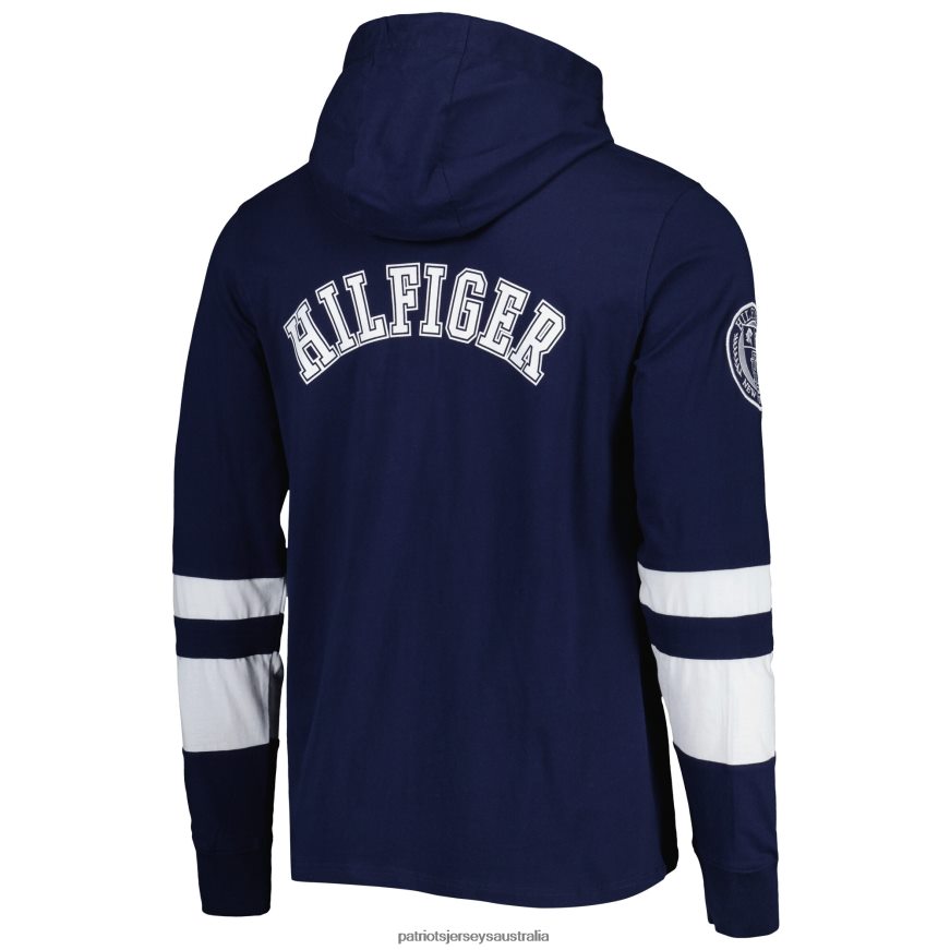 Men Tommy Hilfiger Navy/White Alex Long Sleeve Hoodie T-Shirt ZZ06V21920 Patriots Jersey Clothing