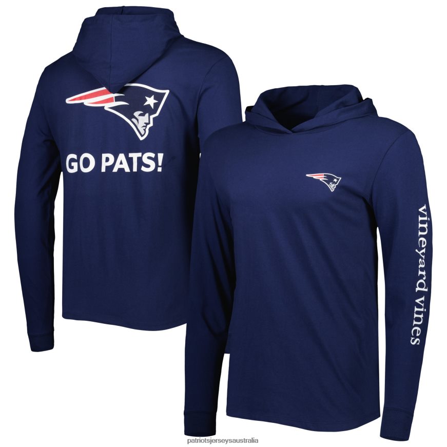Men Vineyard Vines Navy Local Long Sleeve Hoodie T-Shirt ZZ06V21975 Patriots Jersey Clothing
