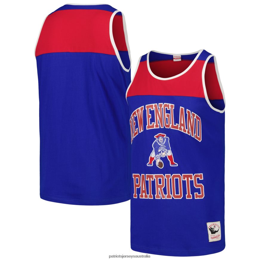 Men Mitchell & Ness Royal/Red Heritage Colorblock Tank Top ZZ06V21777 Patriots Jersey Clothing