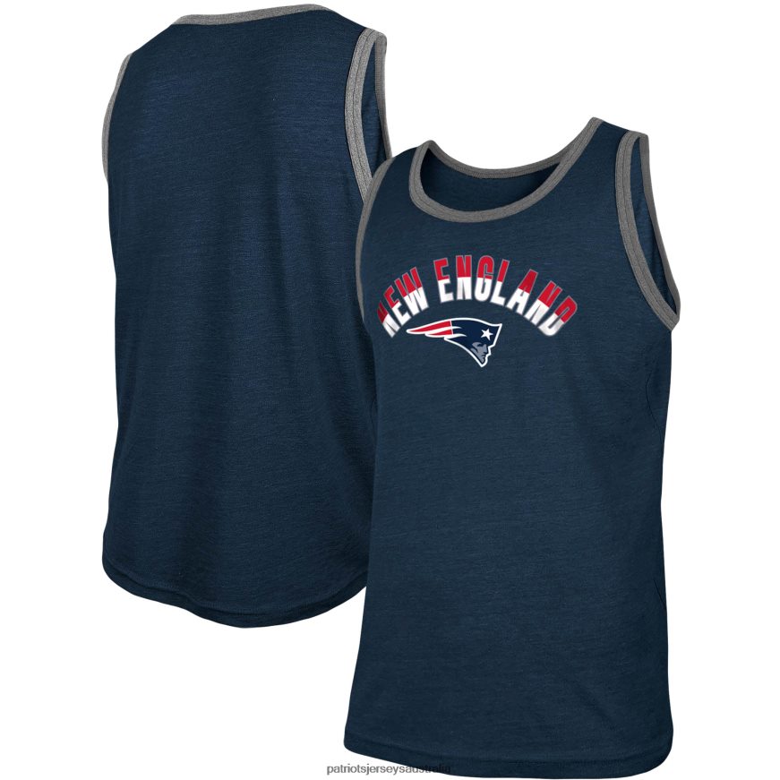 Men New Era Heathered Navy Ringer Tri-Blend Tank Top ZZ06V21948 Patriots Jersey Clothing