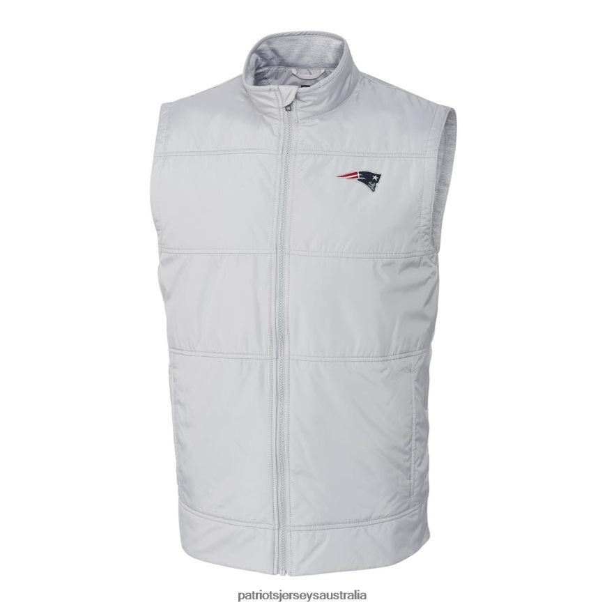 Men Cutter & Buck Heather Gray Big & Tall Stealth Full-Zip Vest ZZ06V22100 Patriots Jersey Clothing