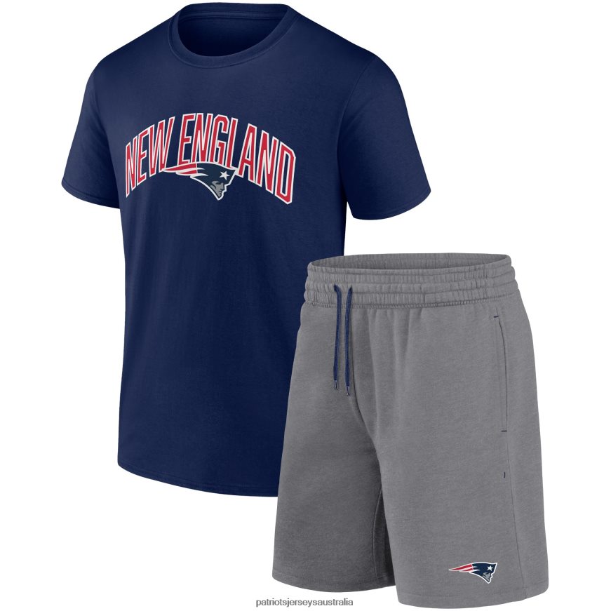 Men Fanatics Branded Navy/Heather Gray Arch T-Shirt & Shorts Combo Set ZZ06V21689 Patriots Jersey Clothing