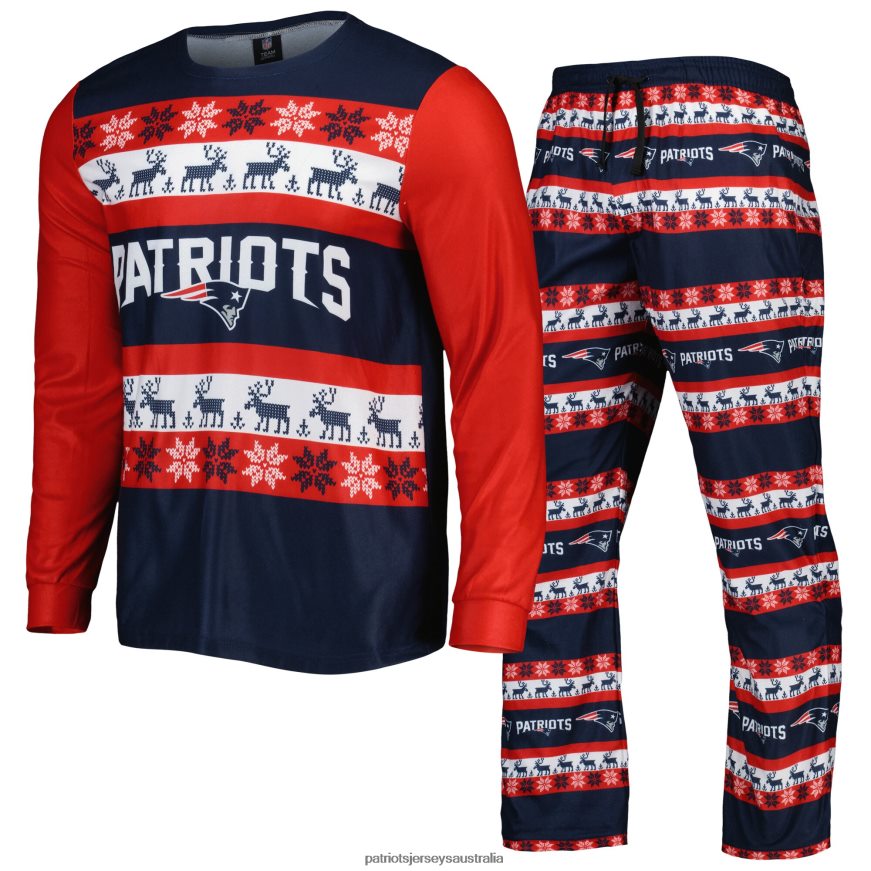 Men FOCO Navy Team Ugly Pajama Set ZZ06V21758 Patriots Jersey Clothing
