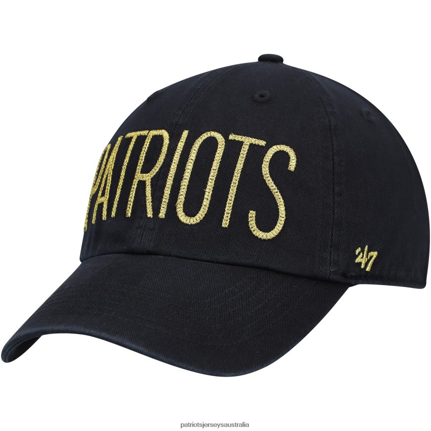 Women 47 Black Shimmer Text Clean Up Adjustable Hat ZZ06V22279 Patriots Jersey Accessories