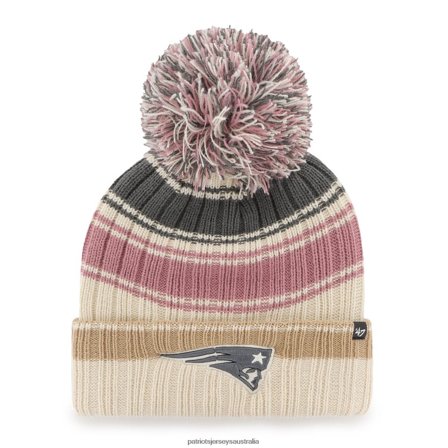 Women 47 Cream Daphne Cuffed Knit Beanie with Pom ZZ06V22288 Patriots Jersey Accessories