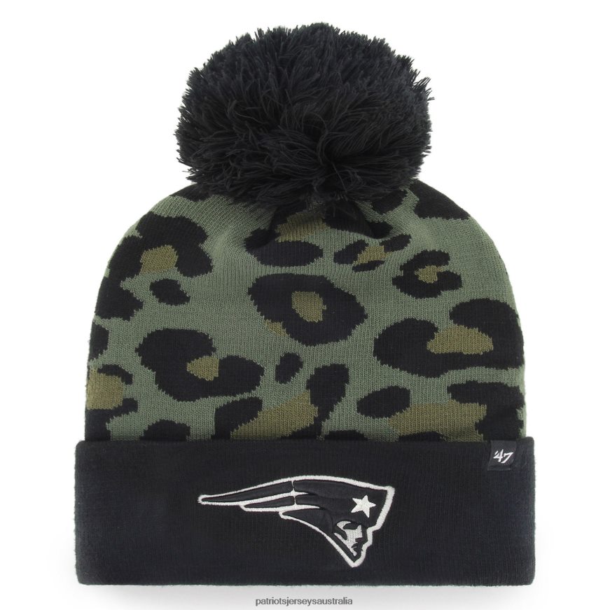 Women 47 Green/Black Bagheera Cuffed Knit Hat with Pom ZZ06V22291 Patriots Jersey Accessories