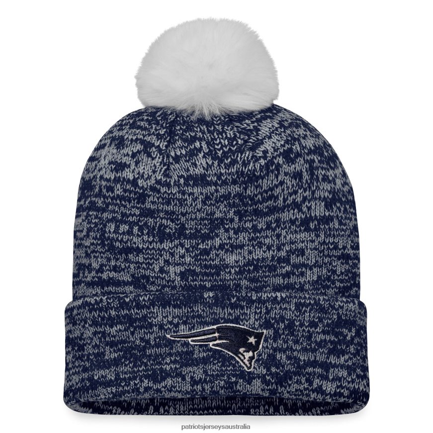 Women Fanatics Branded Navy Iconic Cuffed Knit Hat with Pom ZZ06V22311 Patriots Jersey Accessories