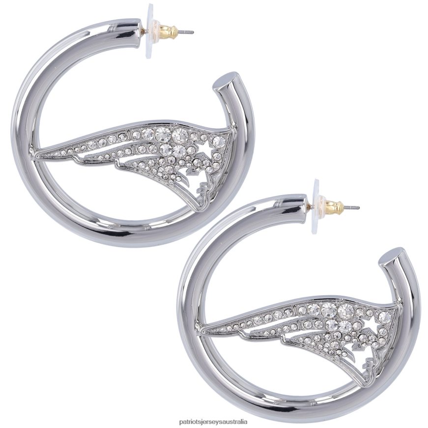 Women BaubleBar Logo Large Hoop Earrings ZZ06V22182 Patriots Jersey Accessories