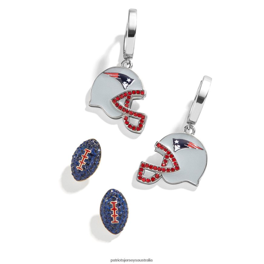 Women BaubleBar Silver Team Earrings Set ZZ06V22190 Patriots Jersey Accessories